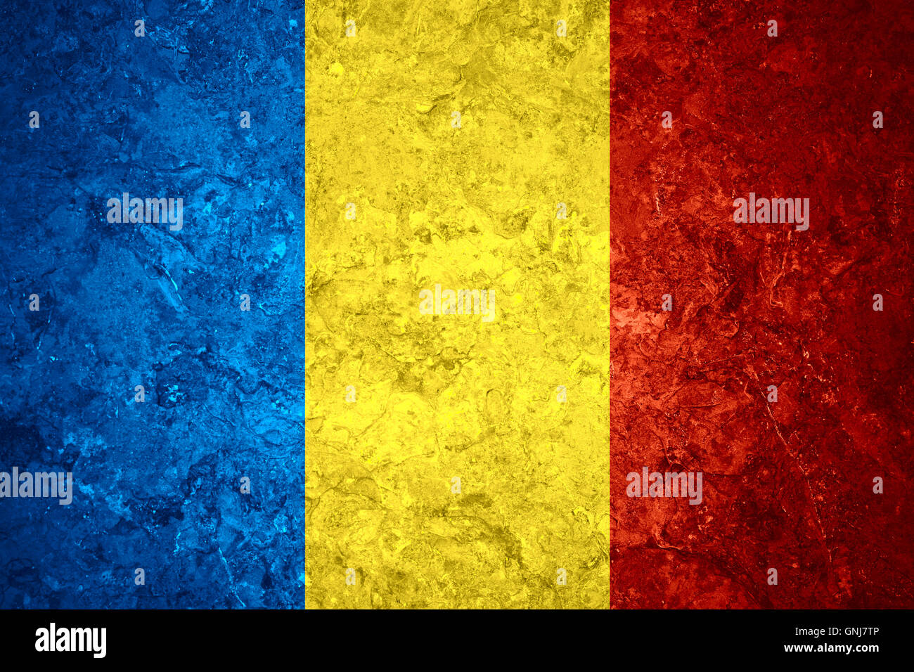 Bandiera della Romania o rumeno banner su sfondo vintage Foto Stock