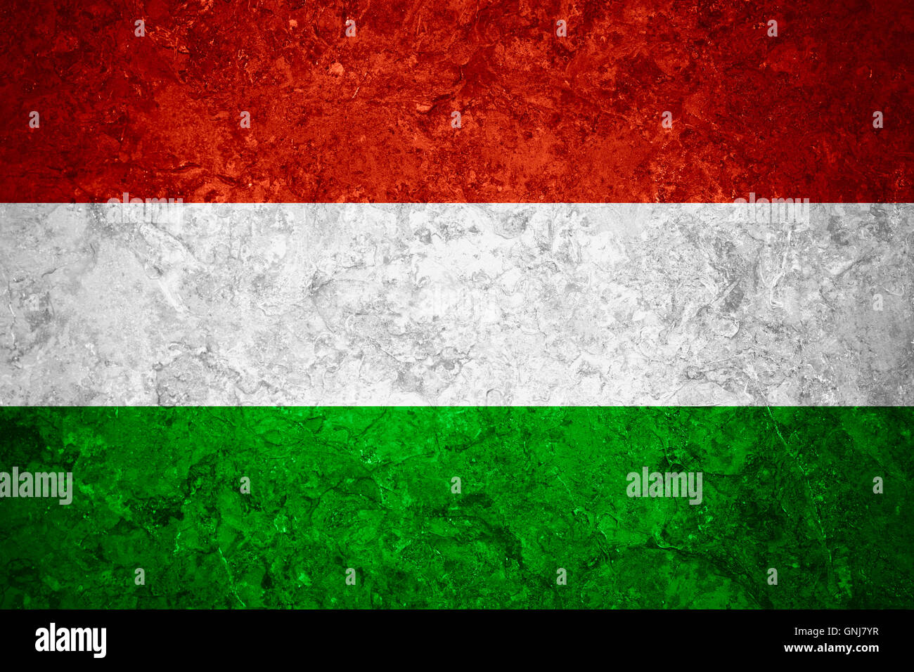 Bandiera dell'Ungheria o ungherese banner su sfondo vintage Foto Stock
