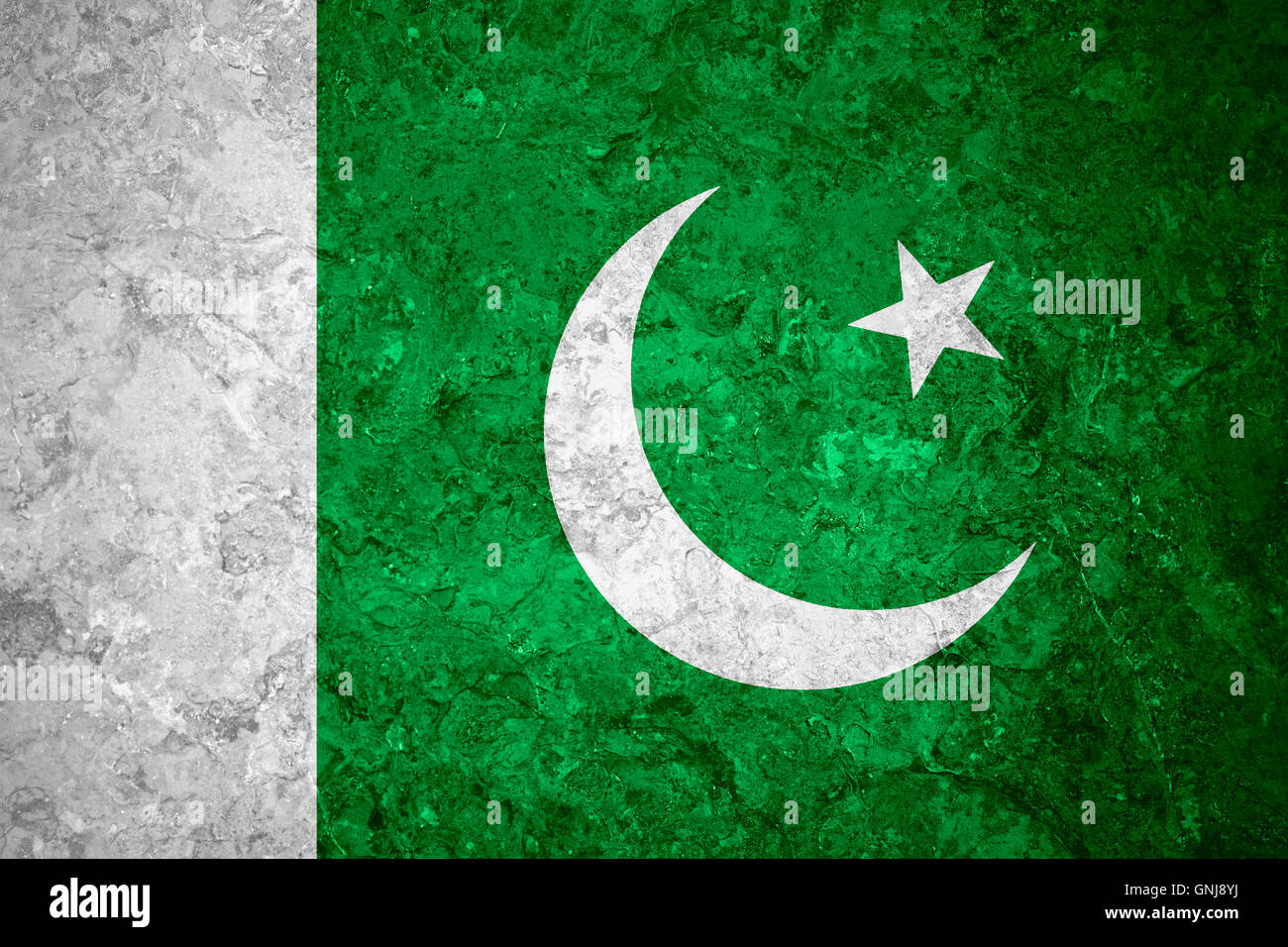 Bandiera del Pakistan o banner pakistano su sfondo vintage Foto Stock