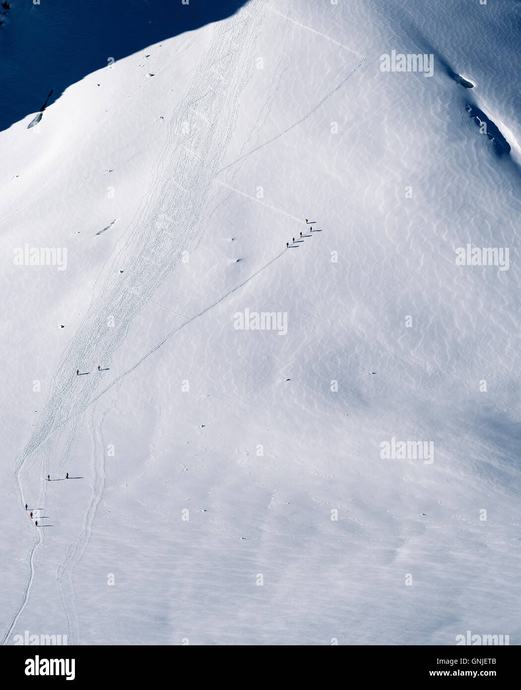 Gli arrampicatori salendo al Mont Blanc Foto Stock