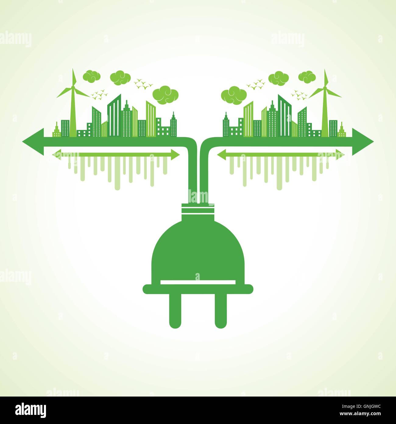 Eco concetto di città con spina di vettore di stock Illustrazione Vettoriale