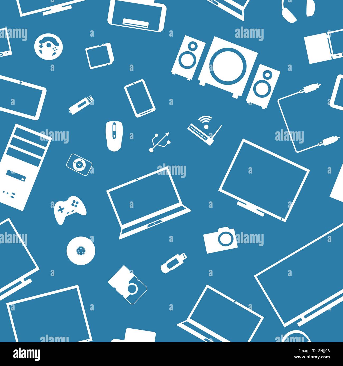 Sfondo senza giunture da dispositivi digitali, illustrazione vettoriale. Illustrazione Vettoriale