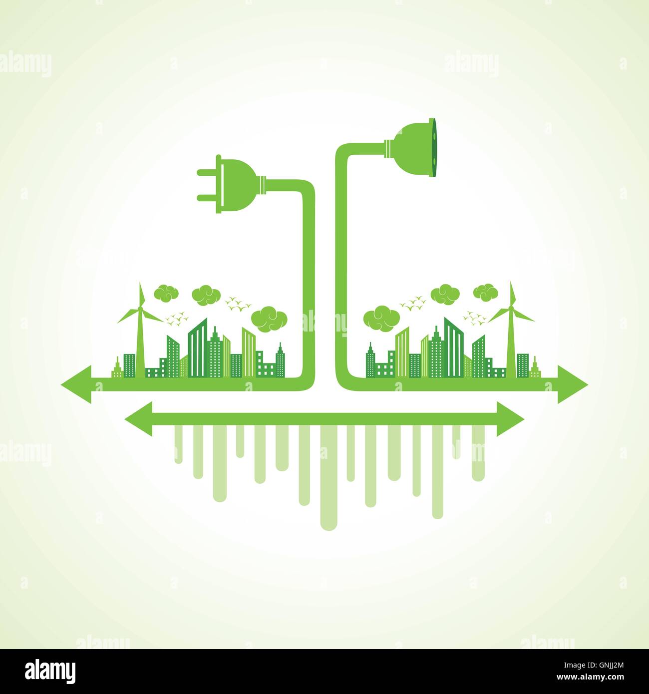Eco concetto di città con tappo e titolare di vettore di stock Illustrazione Vettoriale