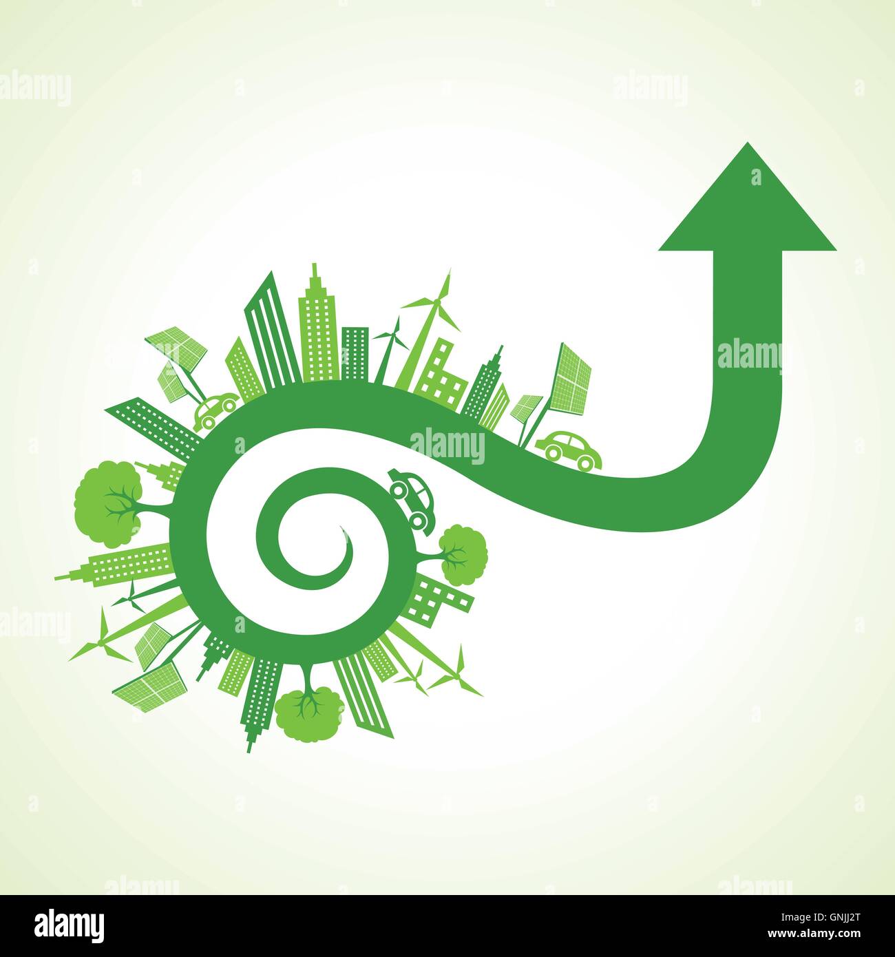 Eco concetto di città con design a freccia vettore di stock Illustrazione Vettoriale