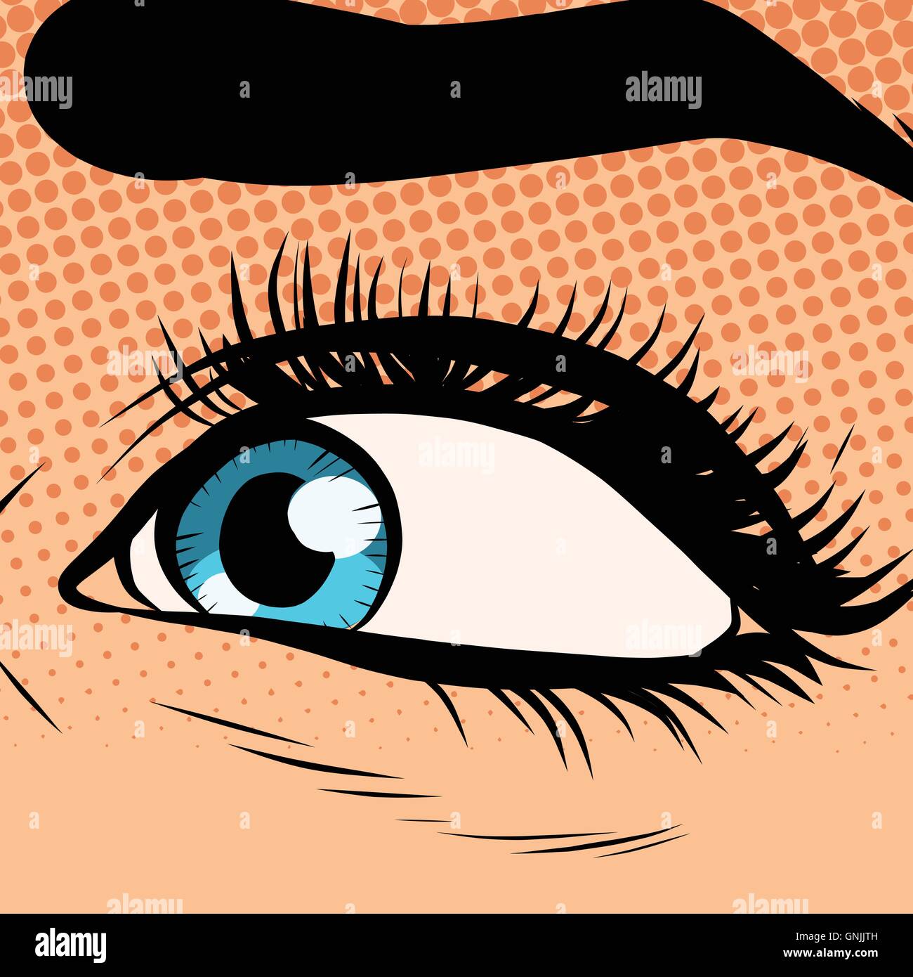 Close-up donna blue eye guardando a sinistra Illustrazione Vettoriale