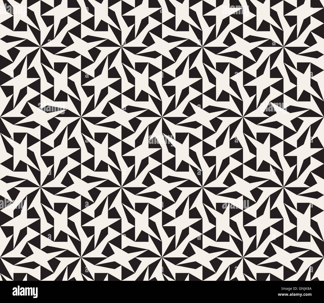 Vector Seamless in bianco e nero Star geometrica del modello di reticolo Illustrazione Vettoriale