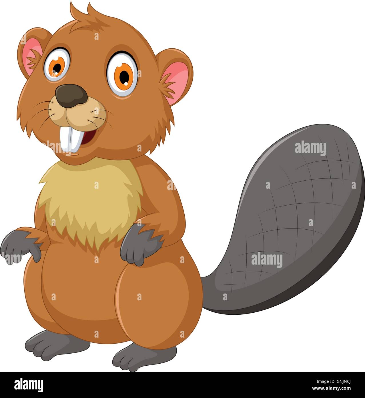 Carino beaver cartoon in posa Illustrazione Vettoriale
