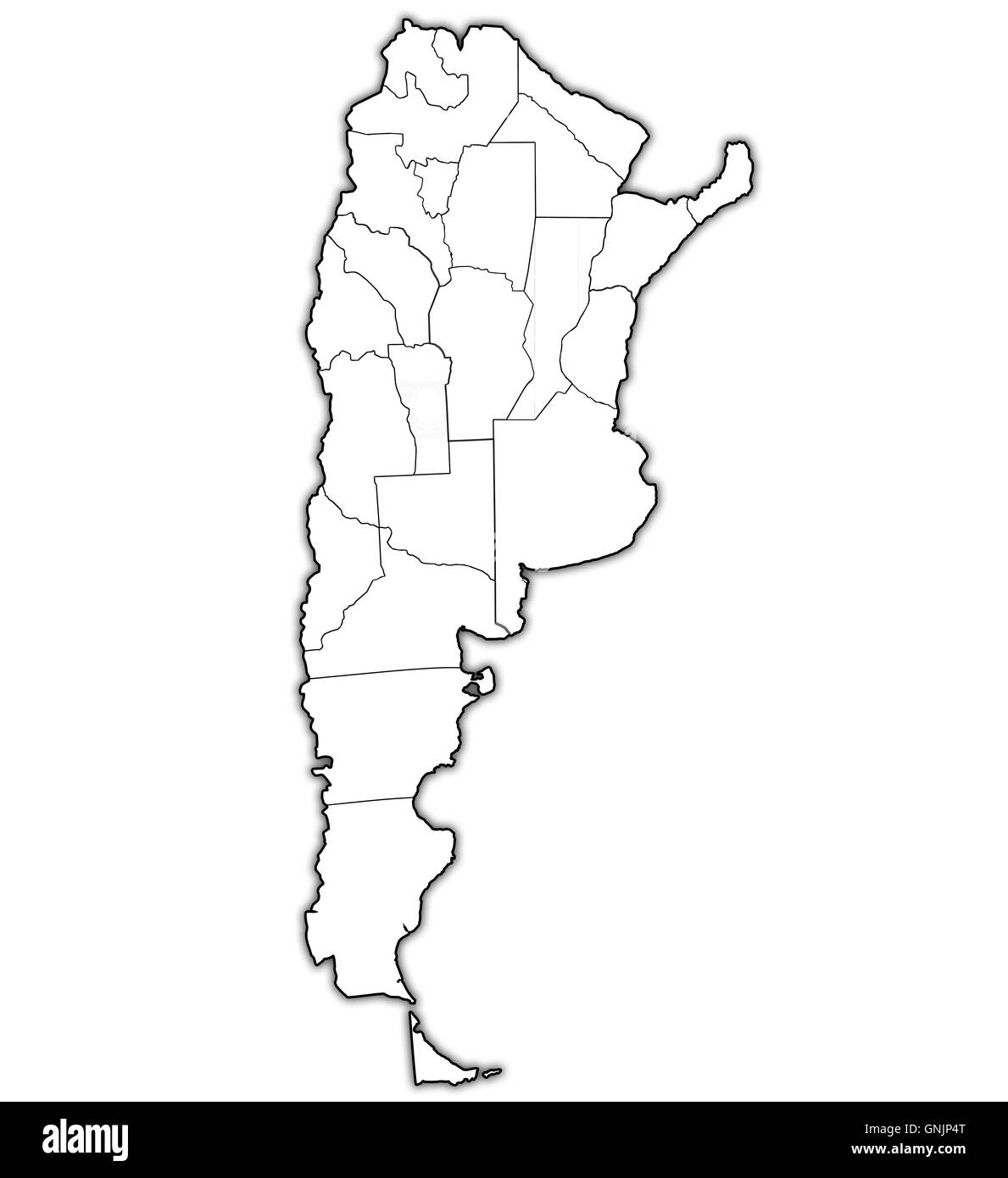 Regioni dell'argentina con bordi sulla mappa di divisioni amministrative Foto stock - Alamy