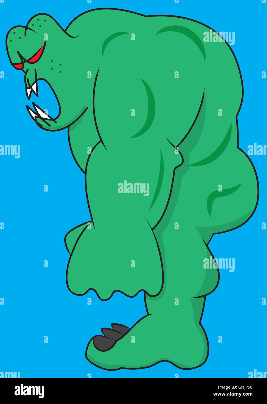 Arrabbiato snrling verde alien monster Illustrazione Vettoriale