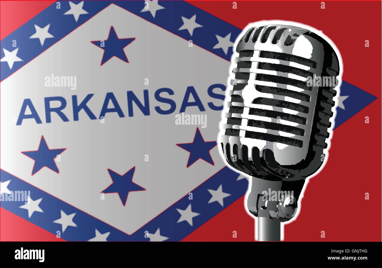 Arkansas Bandiera e microfono Illustrazione Vettoriale