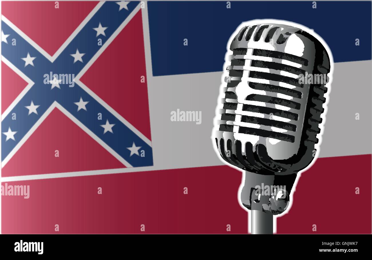 Bandiera del Mississippi e microfono Illustrazione Vettoriale