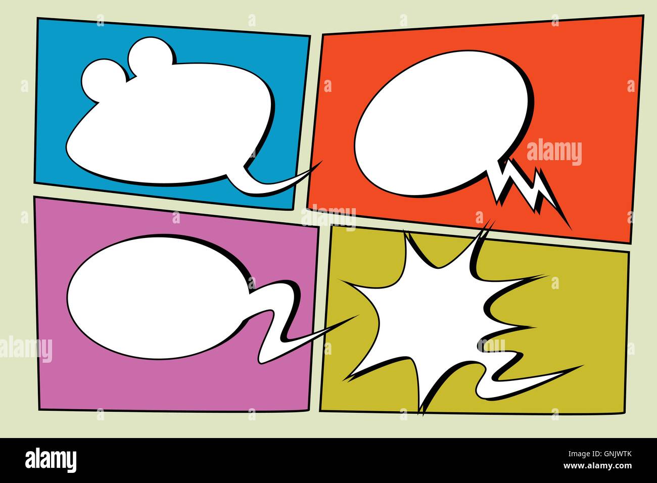 Impostare cartoon bolla cloud Illustrazione Vettoriale