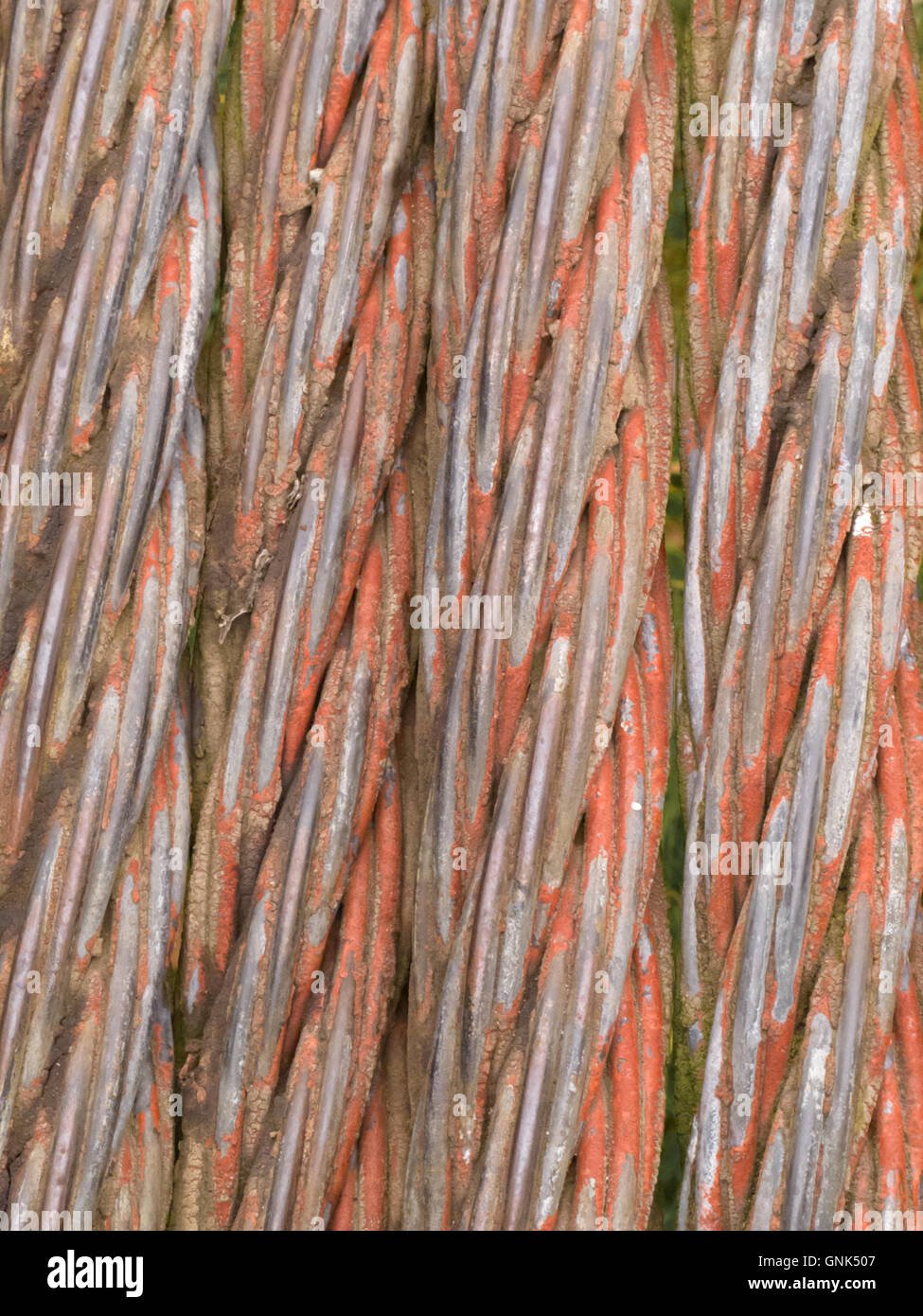 Vecchio arrugginito cavo in acciaio texture di sfondo pattern Foto Stock