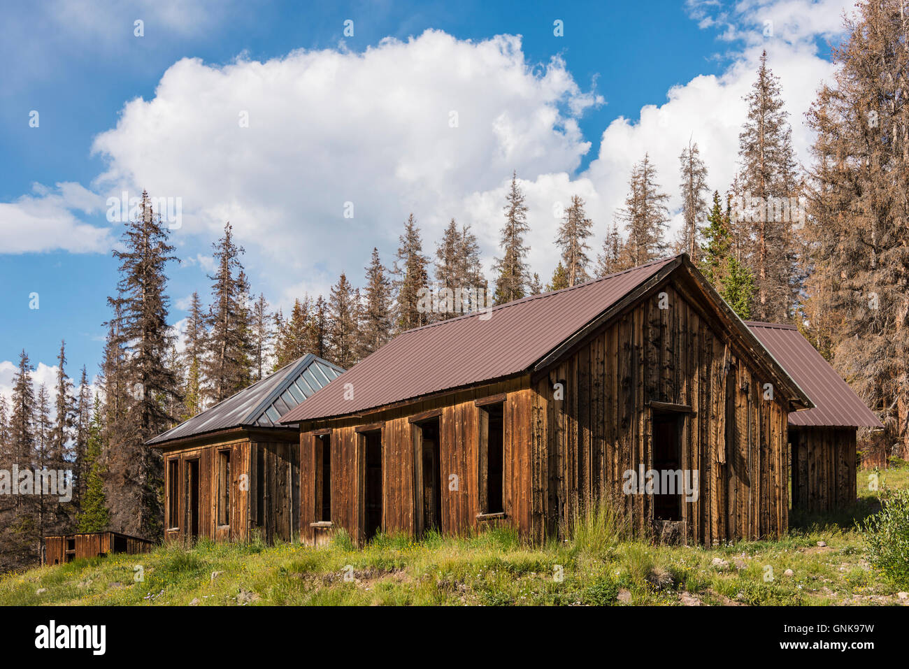 Carson ghost town off il Loop Alpine Scenic Byway vicino al lago di città, Colorado. Foto Stock