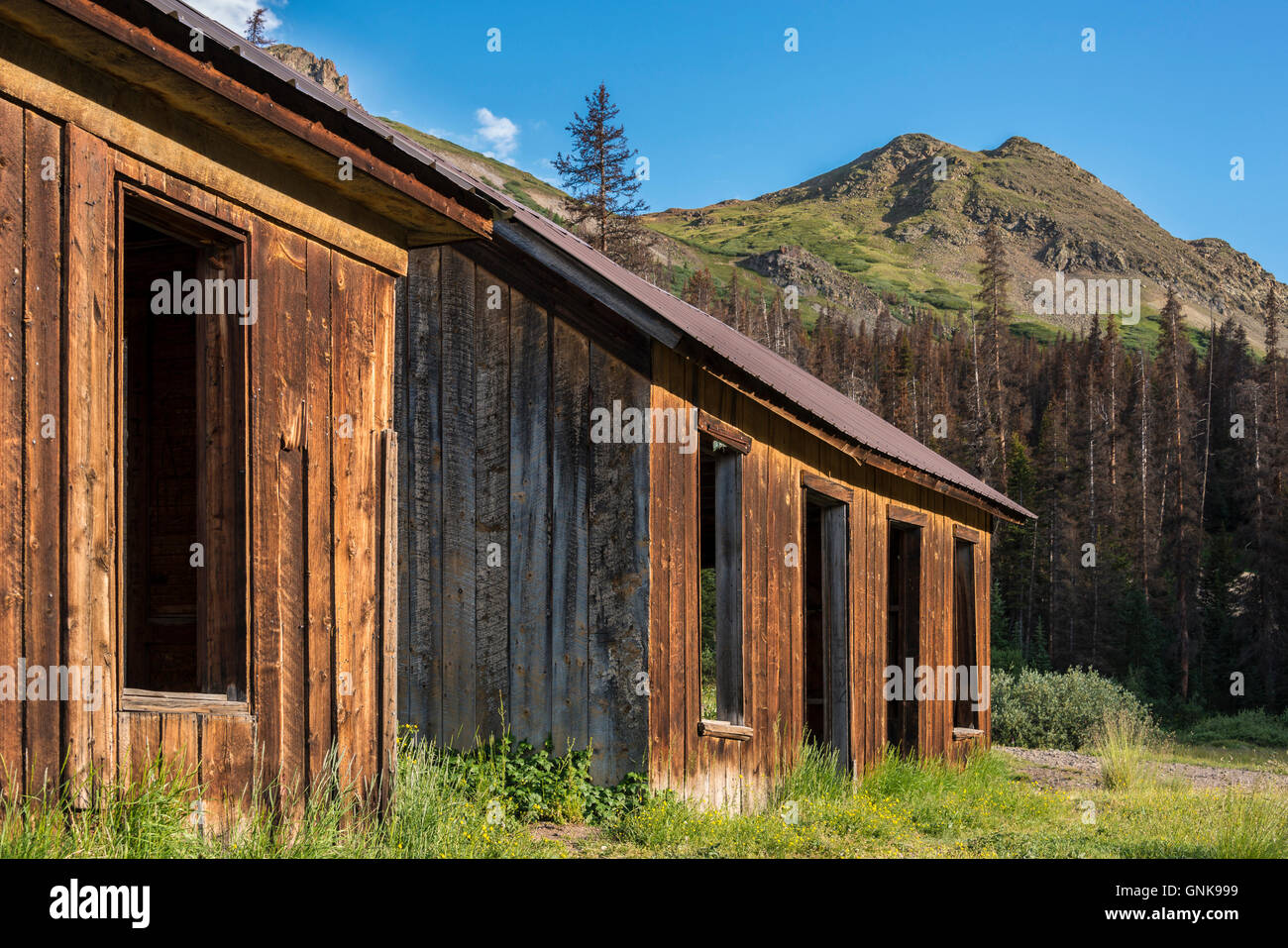 Carson ghost town off il Loop Alpine Scenic Byway vicino al lago di città, Colorado. Foto Stock