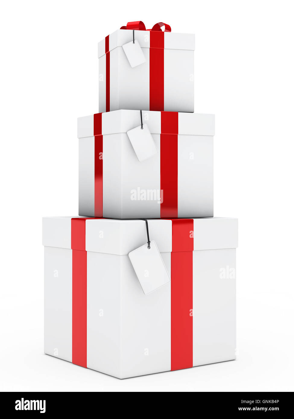 Confezioni regalo rosso bianco pila Foto Stock