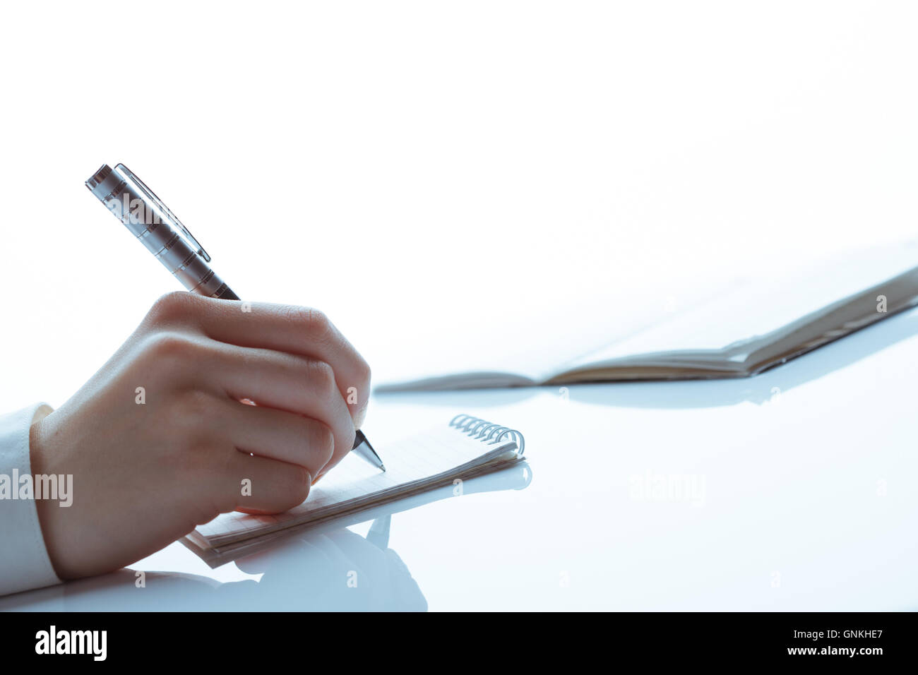 Femmina lato business con penna Foto Stock