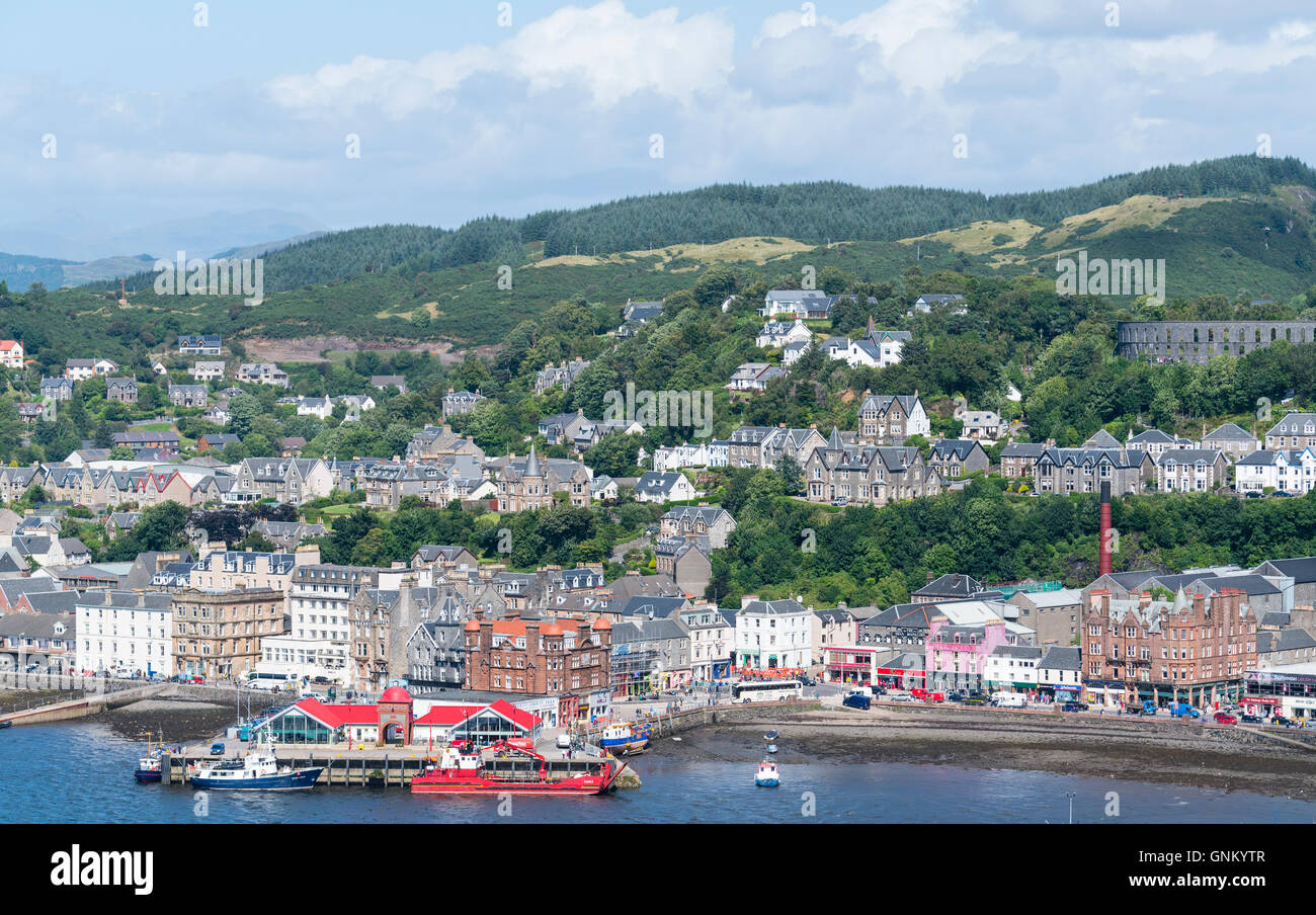 Vista sulla città di Oban in Argyll and Bute, Scotland, Regno Unito Foto Stock