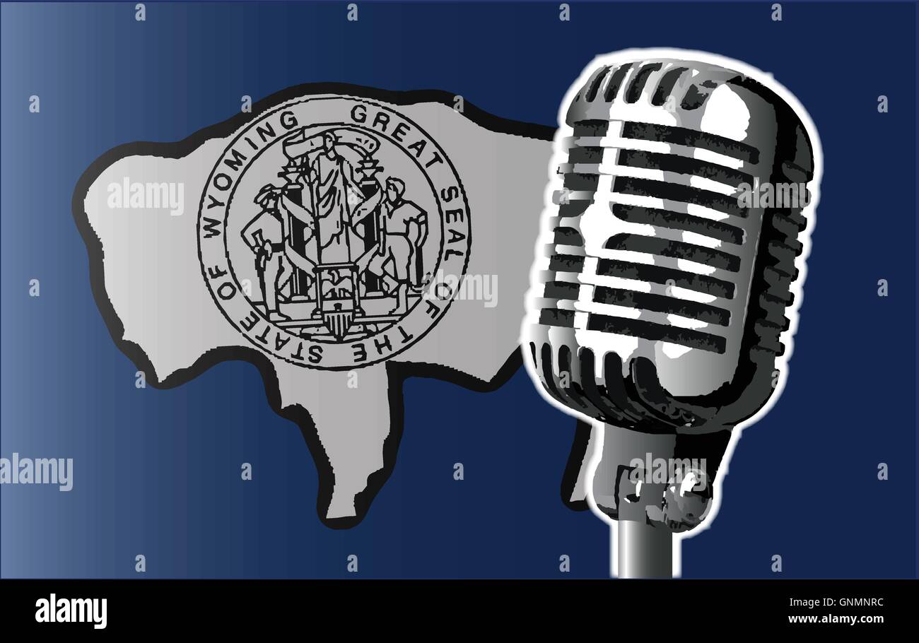 Bandiera del Wyoming e microfono Illustrazione Vettoriale