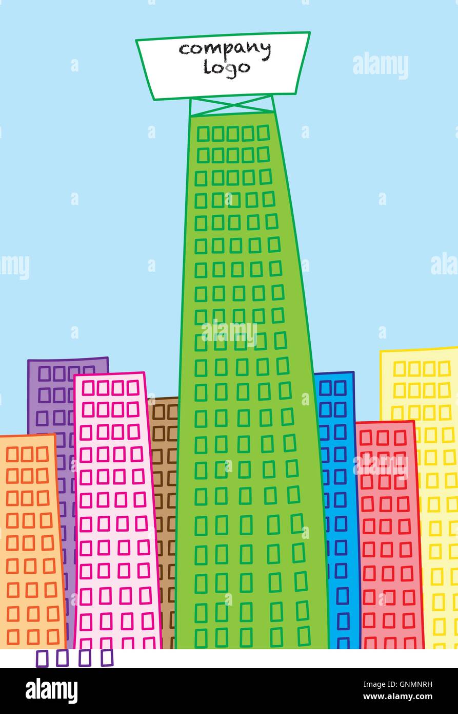 Edificio grattacielo del gigante di business Illustrazione Vettoriale