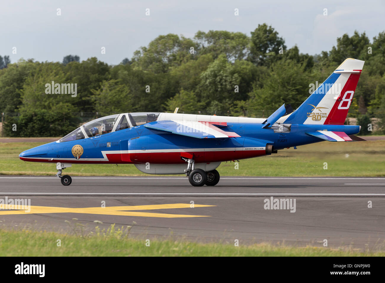 Francese Air Force (Armée de l'aria) Dassault-Dornier Alpha Jet e del team di acrobazia aerea Patrouille de France Foto Stock