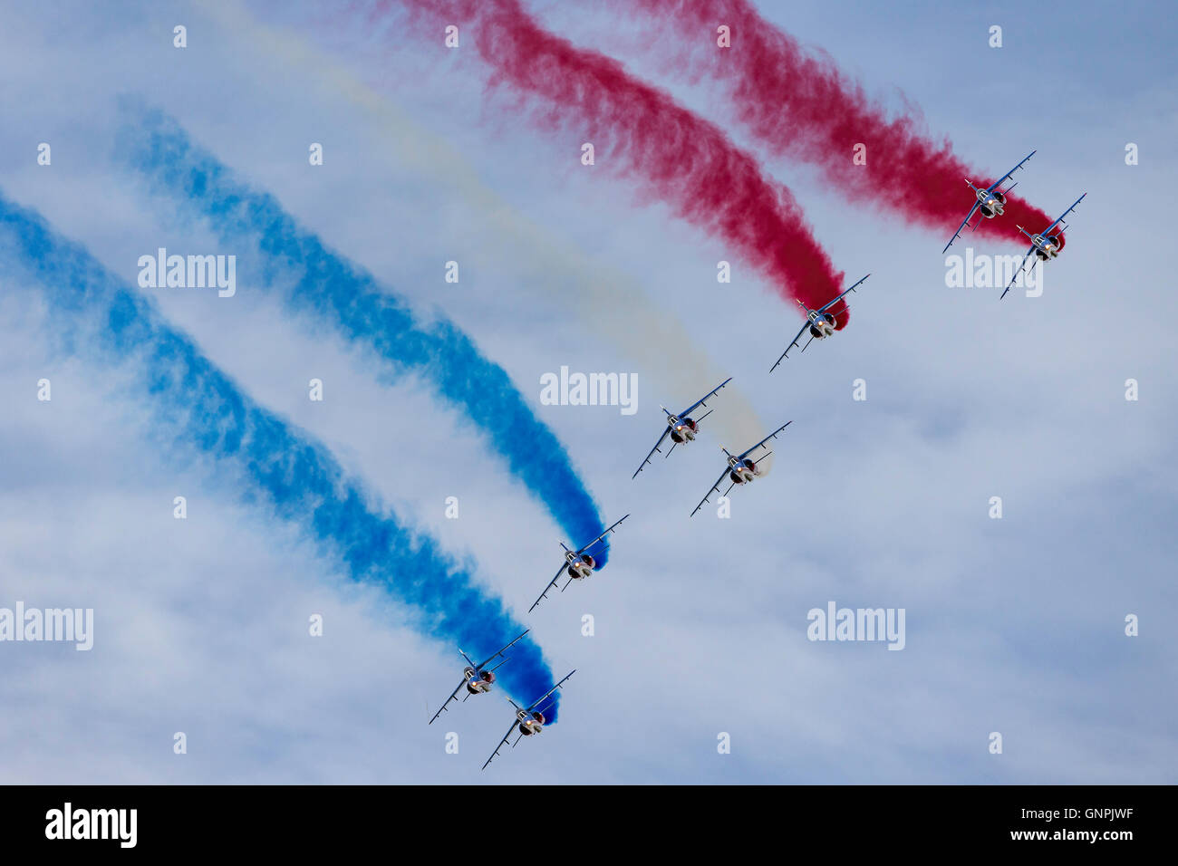 Francese Air Force (Armée de l'aria) Dassault-Dornier Alpha Jet e del team di acrobazia aerea Patrouille de France Foto Stock