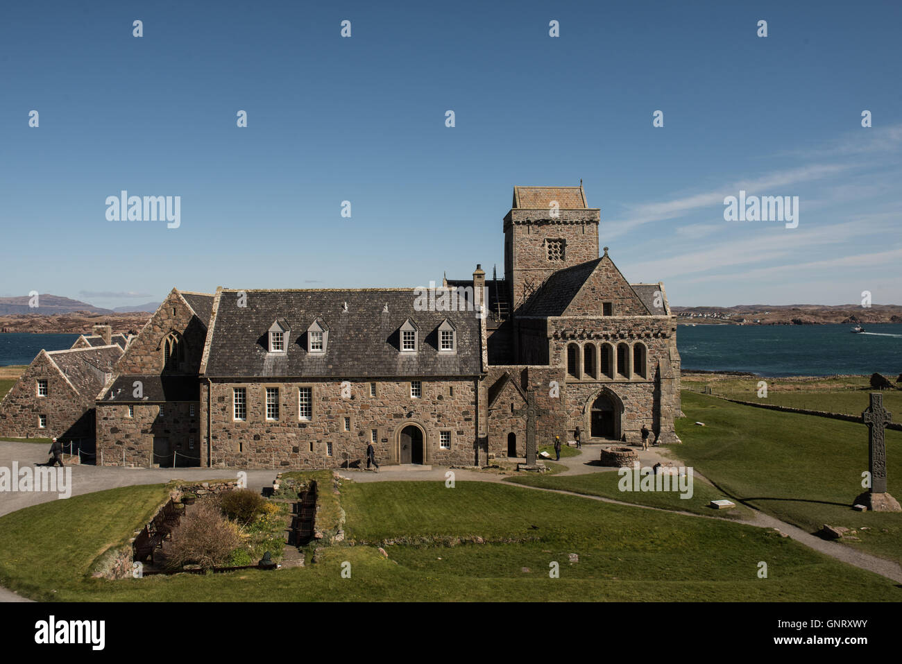 Baile Mor, Gran Bretagna, il Monastero Abbazia di Iona sull'Isola di Iona in Scozia Foto Stock