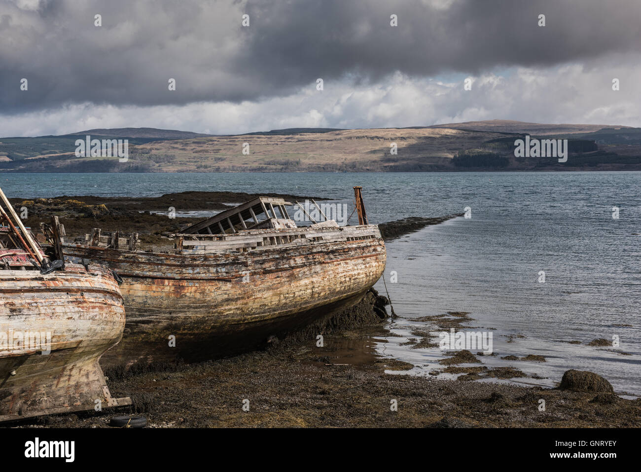 Tobermory, UK, naufragio sulla costa dell'isola di Mull Foto Stock