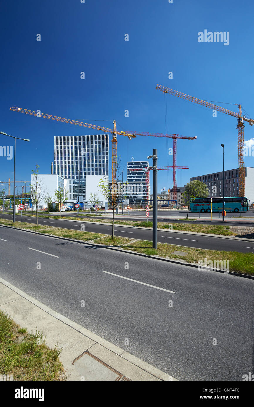 Berlino, Germania, edifici di nuova costruzione nella zona di sviluppo Heidestrasse Foto Stock