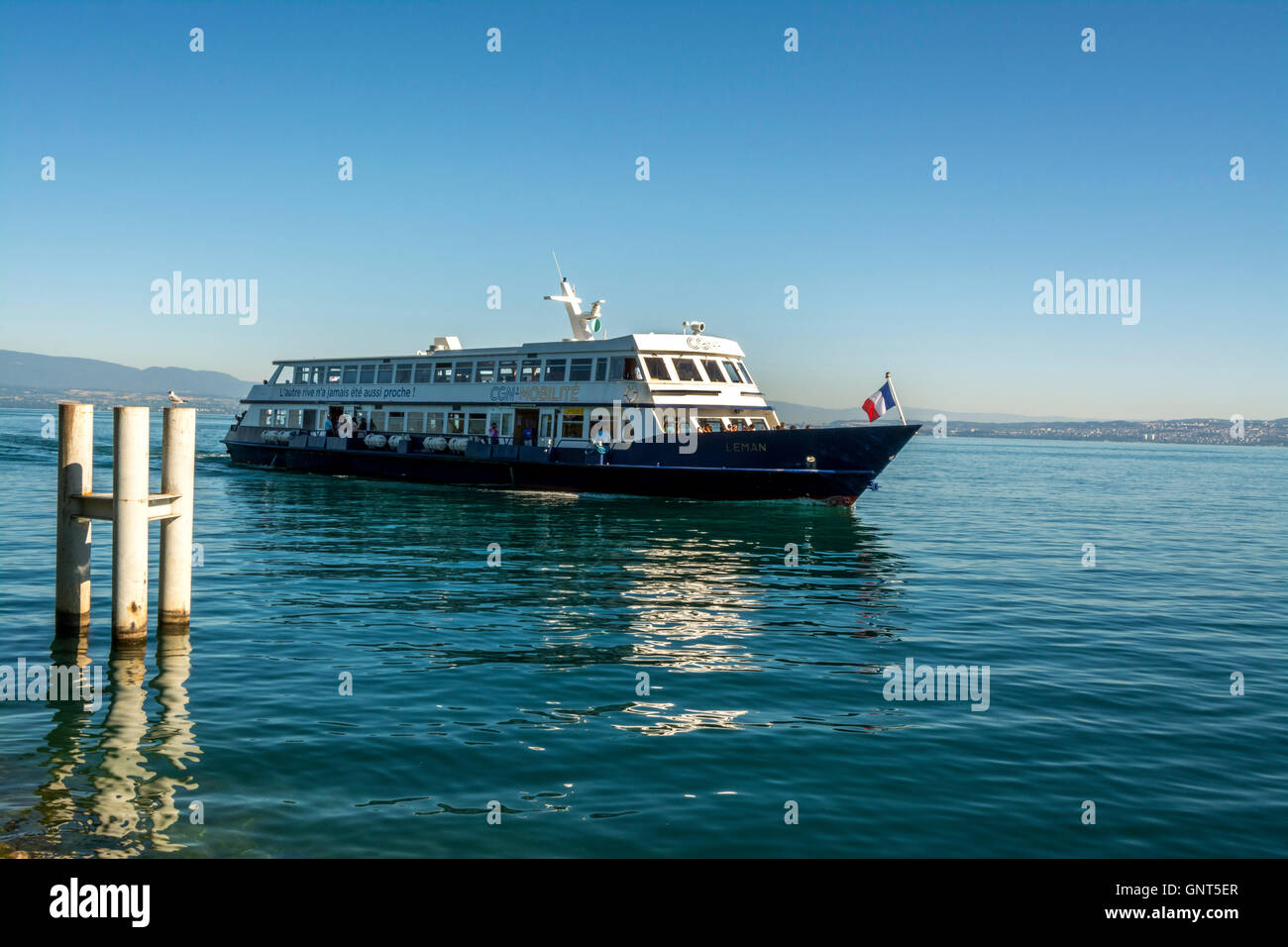Nave da crociera sul Lago di Ginevra. Nave CGN . Francia Foto Stock