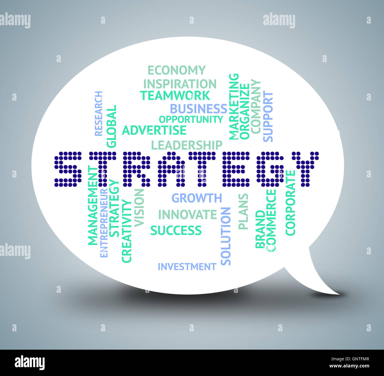 Strategia di significato di bolla piano delle strategie e della pianificazione Foto Stock