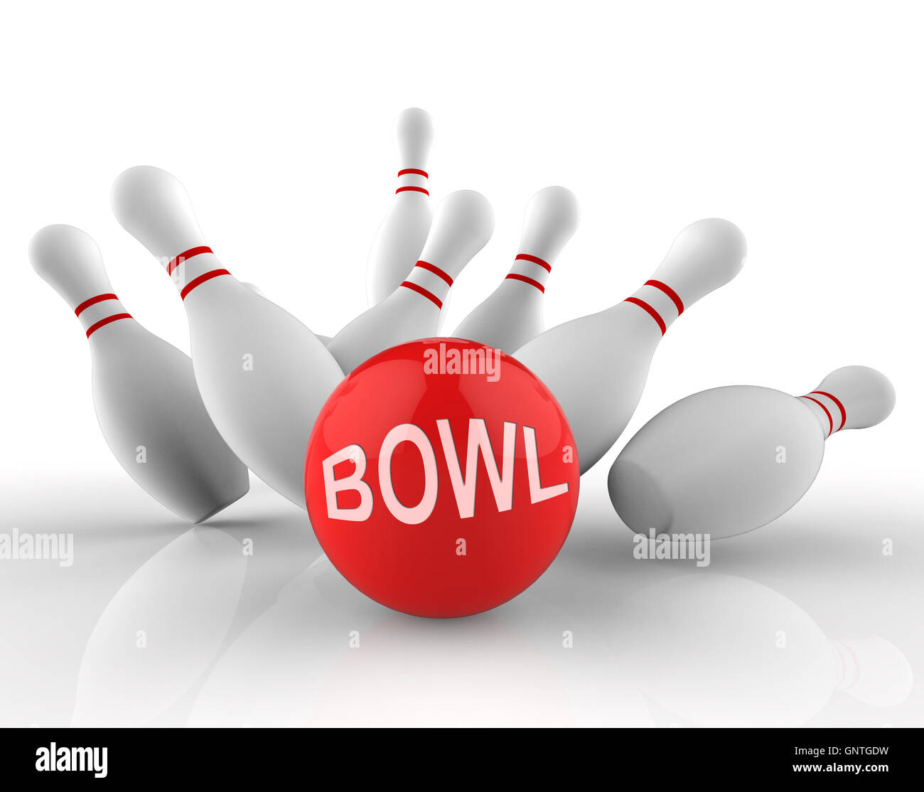 Bowling Tenpin che rappresenta il tempo libero ciotola Rendering 3D Foto Stock