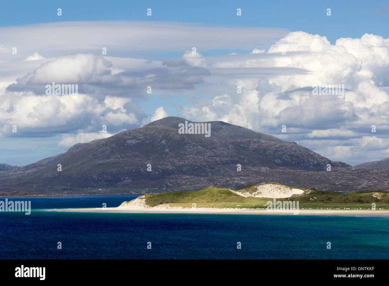 Promontorio della spiaggia Luskentire Isle of Harris, Western Isles, Ebridi Esterne, Scotland Regno Unito Foto Stock