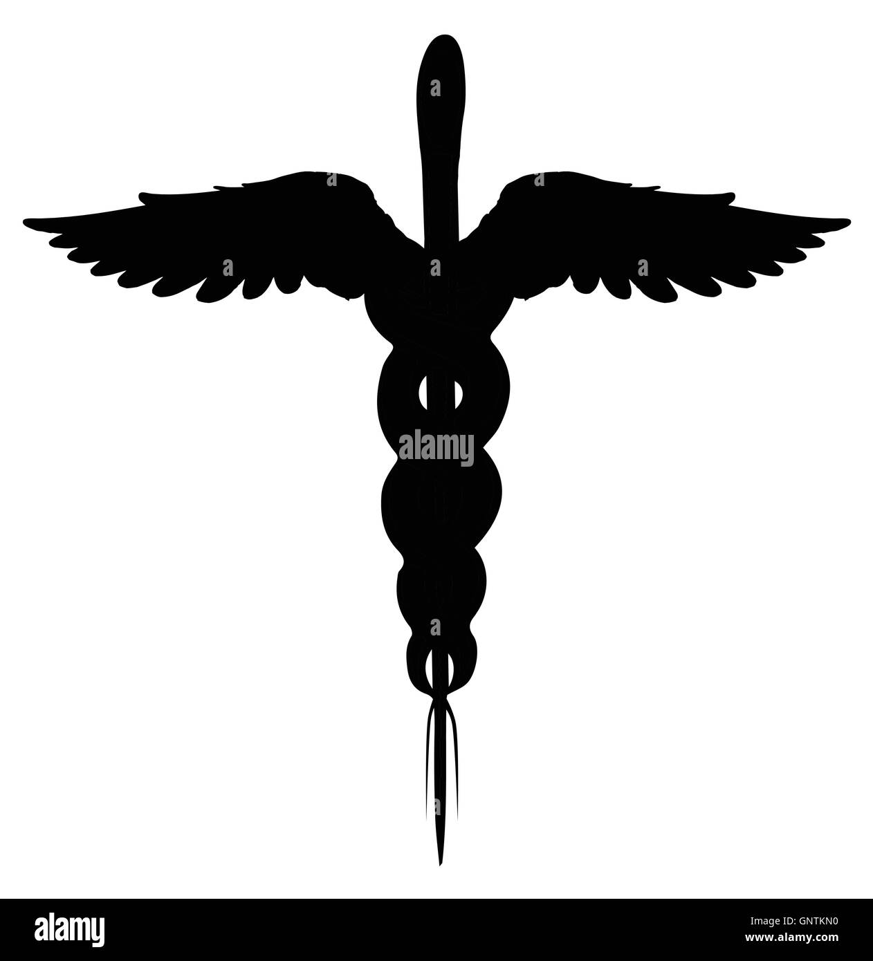 Il Caduceo simbolo medico isolato su uno sfondo bianco Illustrazione Vettoriale
