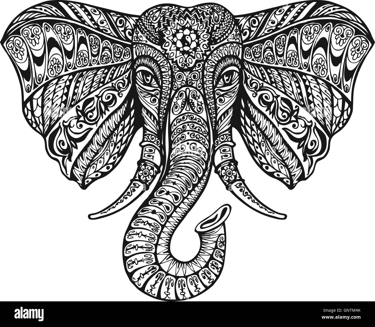 Ornata etnica elefante. Illustrazione Vettoriale Illustrazione Vettoriale