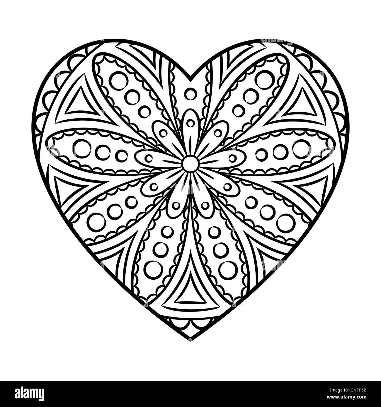 Doodle cuore Mandala Illustrazione Vettoriale