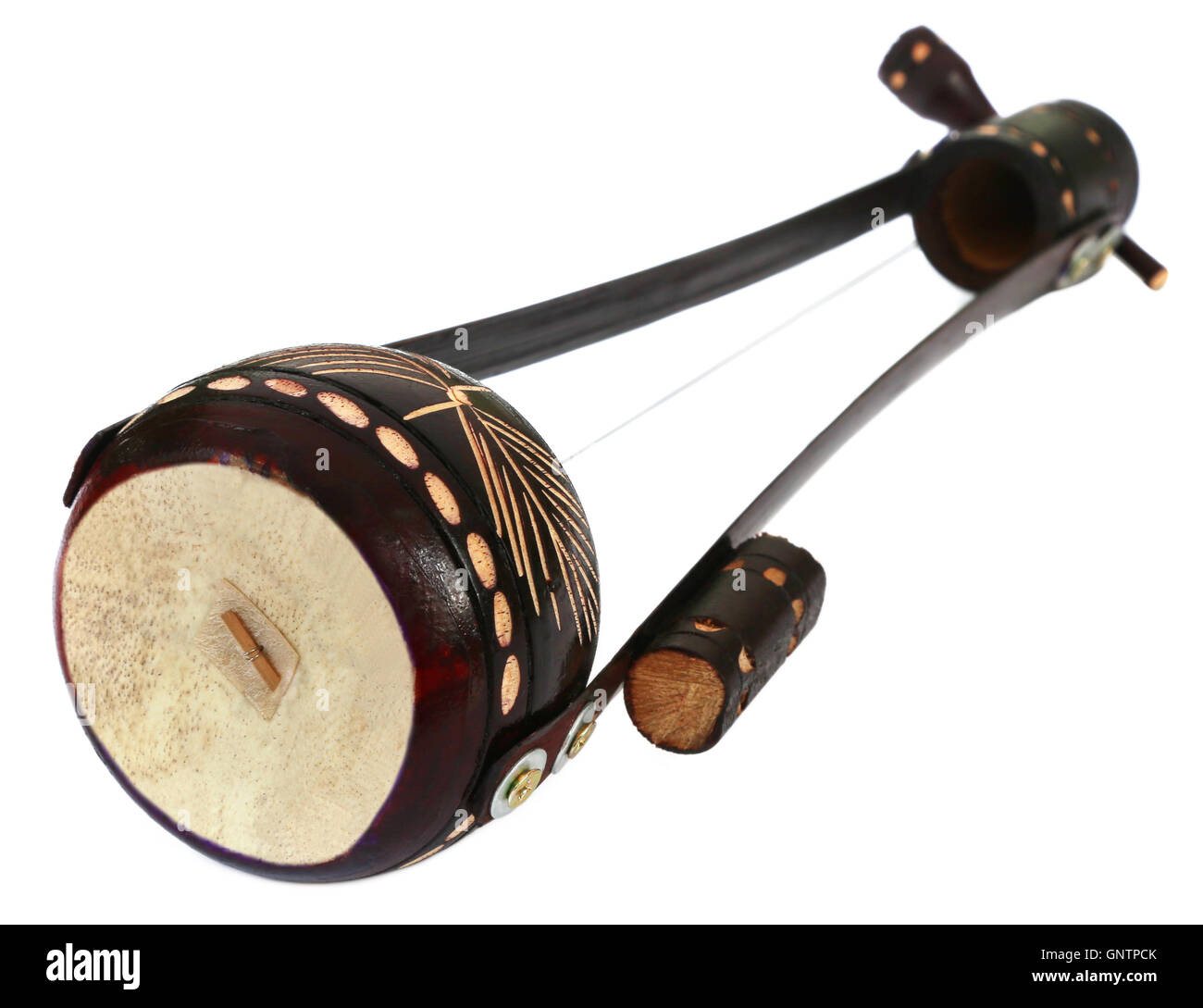 Corde di uno strumento musicale noto come Ektara in Bangladesh Foto Stock