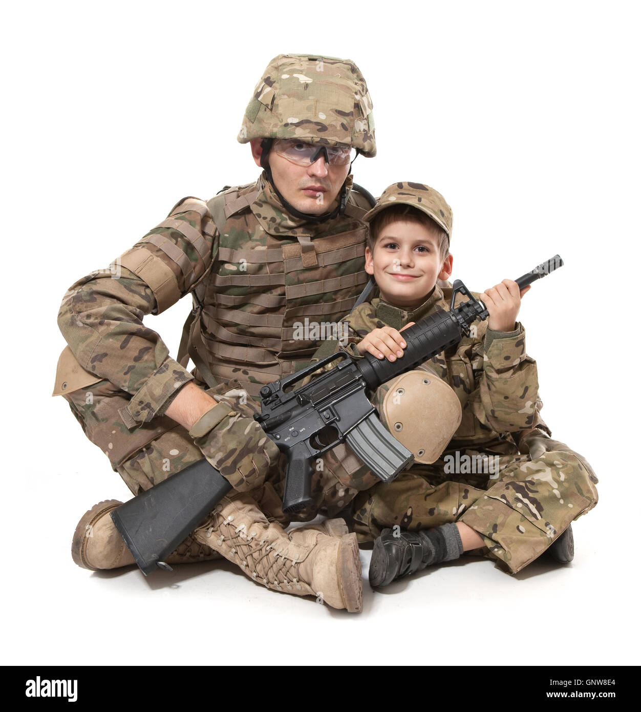 Militari di padre e figlio Foto Stock