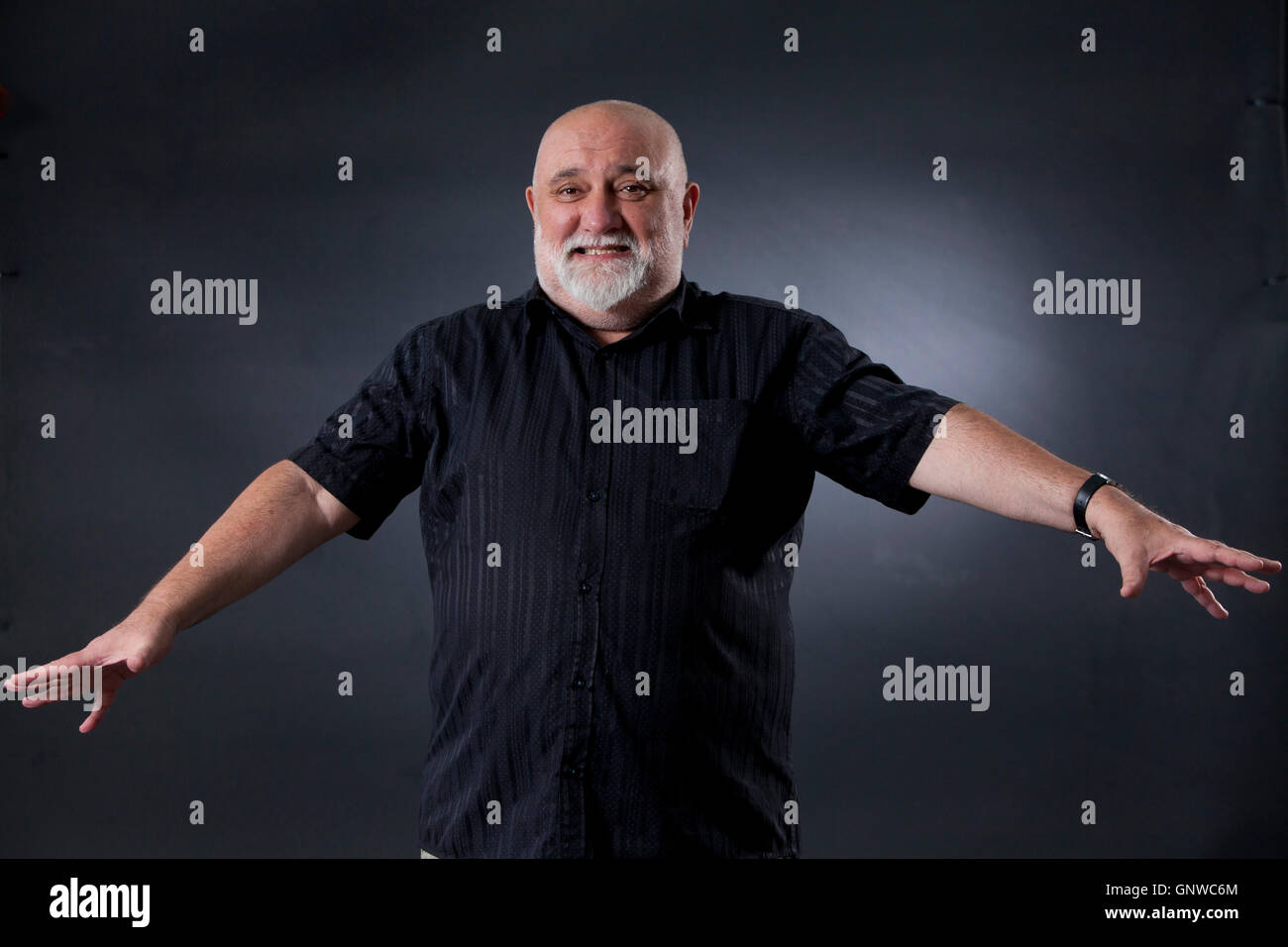 Alexei Sayle David, l'inglese stand-up comedian, attore e autore, a Edinburgh International Book Festival. Edimburgo, Scozia. 14 Agosto 2016 Foto Stock