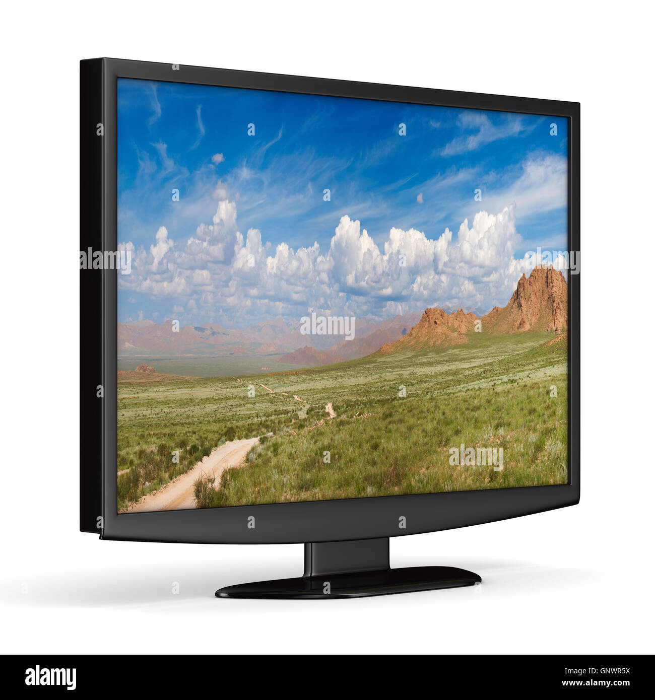 TV su sfondo bianco. Isolato immagine 3D Foto Stock