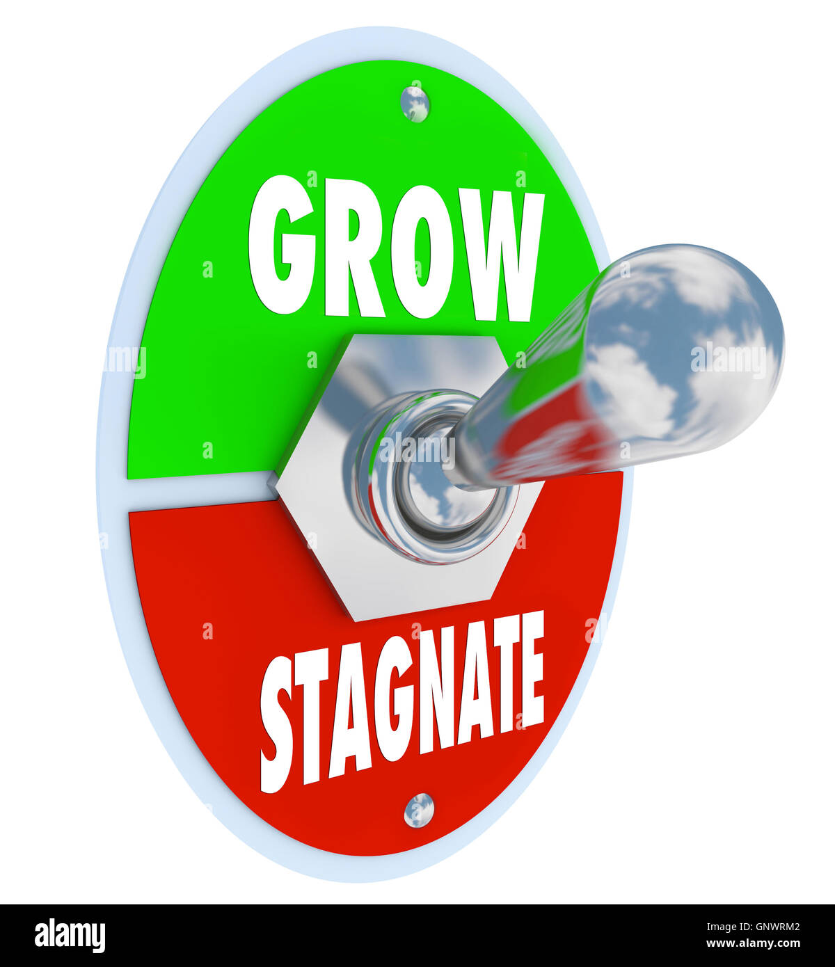 Crescere Vs ristagnare - Interruttore per modificare o innovare e avere successo Foto Stock