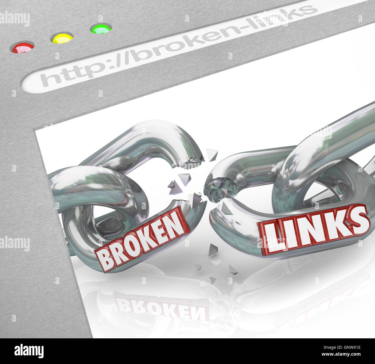 Bad broken links Sito schermata Connessioni di catena Foto Stock