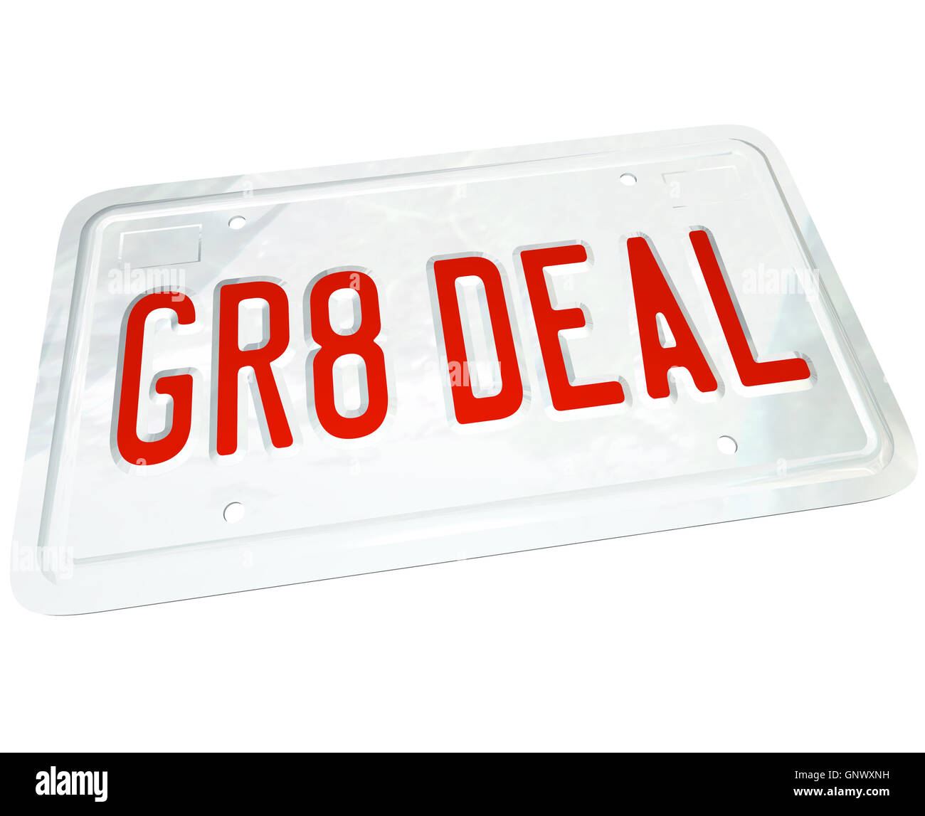 Gr8 trattare la Targa grande prezzo su una nuova o usata auto Foto Stock