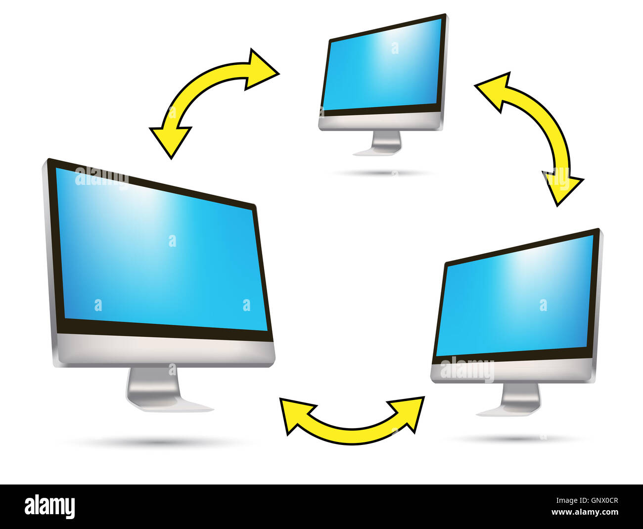 Il collegamento in rete di computer o di trasferimento di file Foto Stock