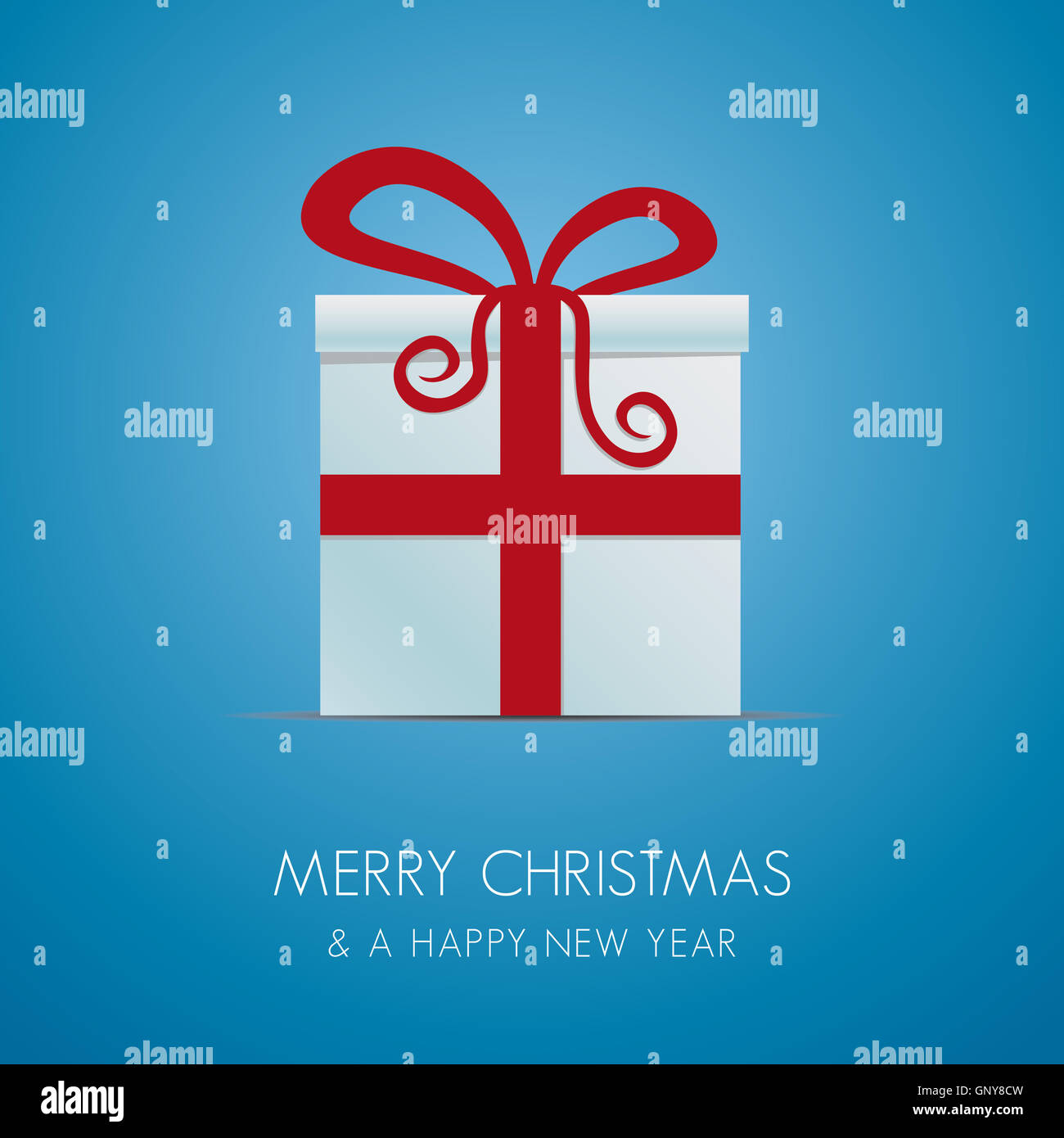 Scatola regalo bianca con un nastro rosso Foto Stock