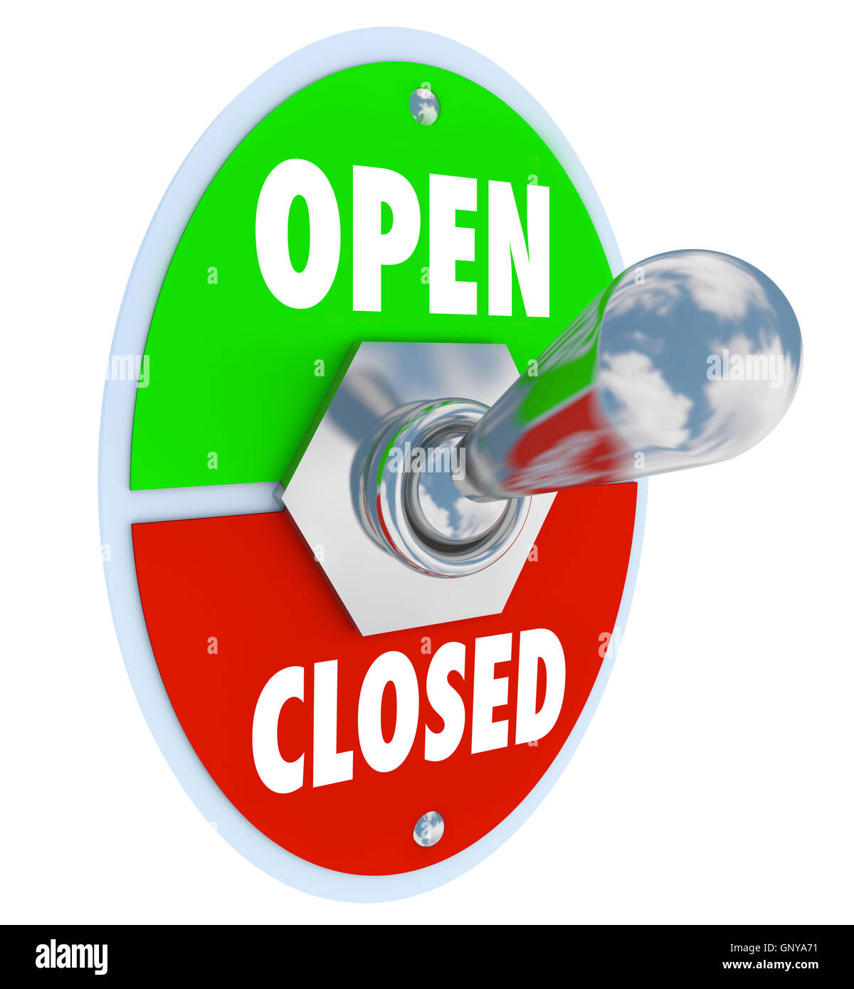 Aperta Vs chiusa l'interruttore a levetta di apertura del negozio Business Foto Stock