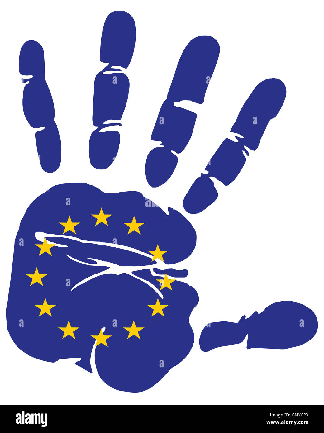 Stampa a mano bandiera dell unione europea Foto Stock