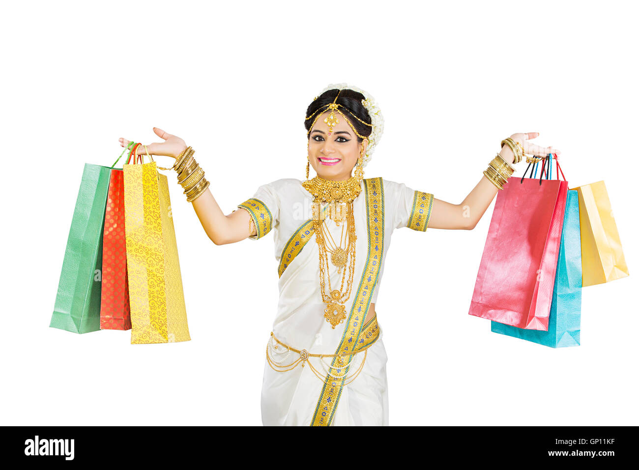 1 Bella Sposa adulti Malayalee donna Diwali shopping Foto Stock