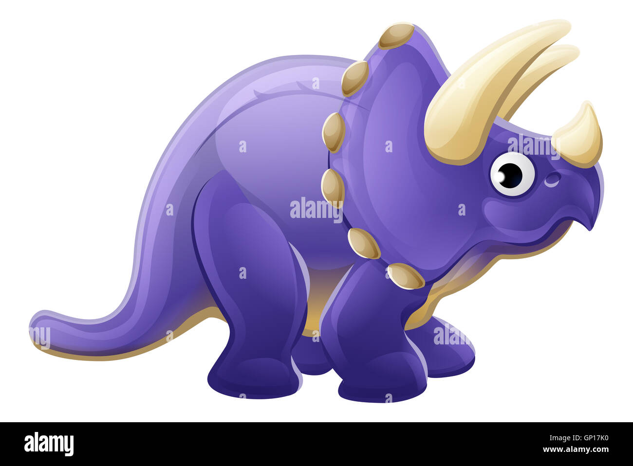 Un cartoon carino dinosauro Triceratops carattere Foto Stock