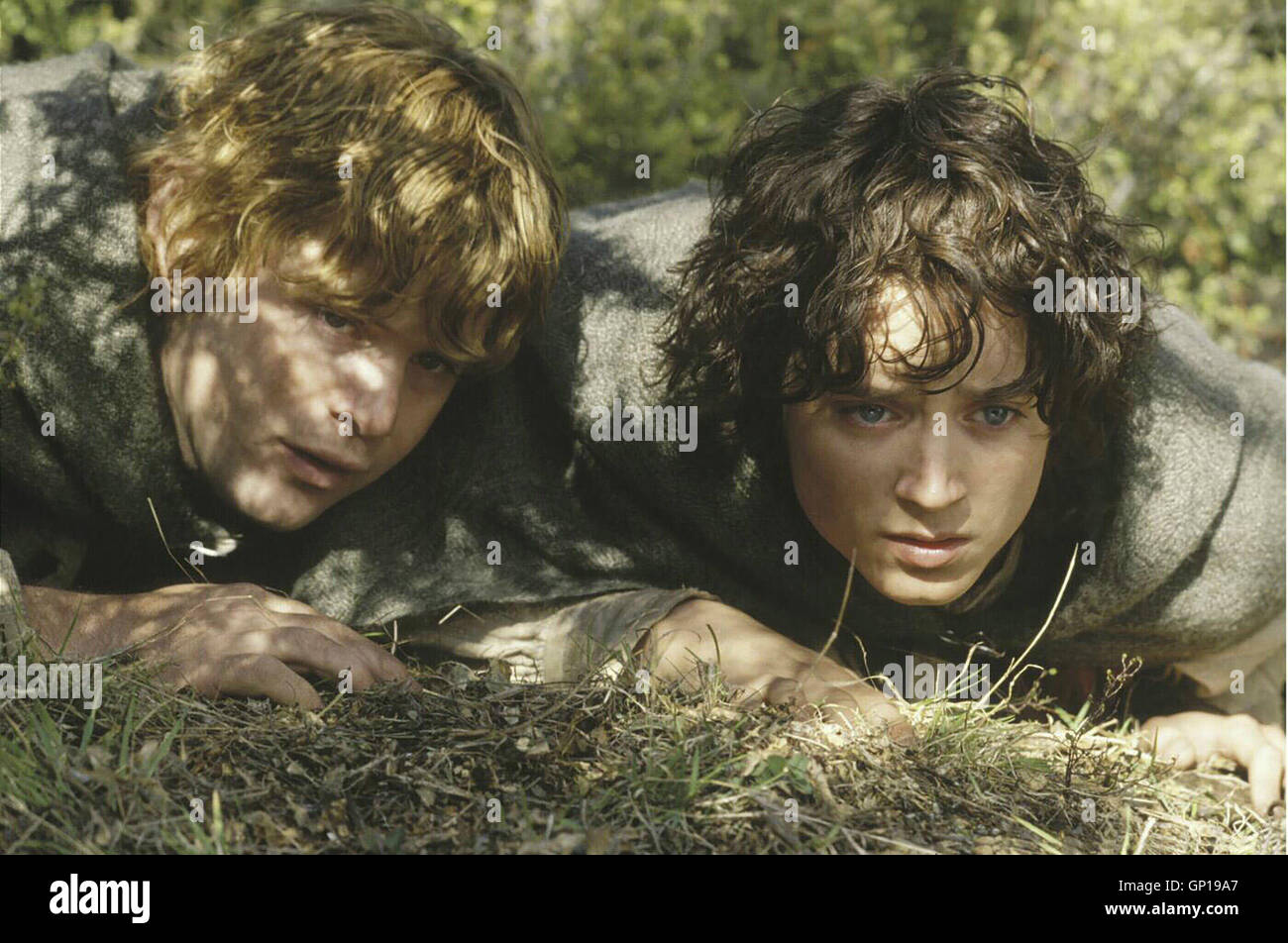 Sam (Sean Astin) und Frodo (Elia Legno) *** Caption locale *** 2002, il Signore degli Anelli: Le Due Torri, Der Herr Der Ringe - Die Zwei Türme Foto Stock
